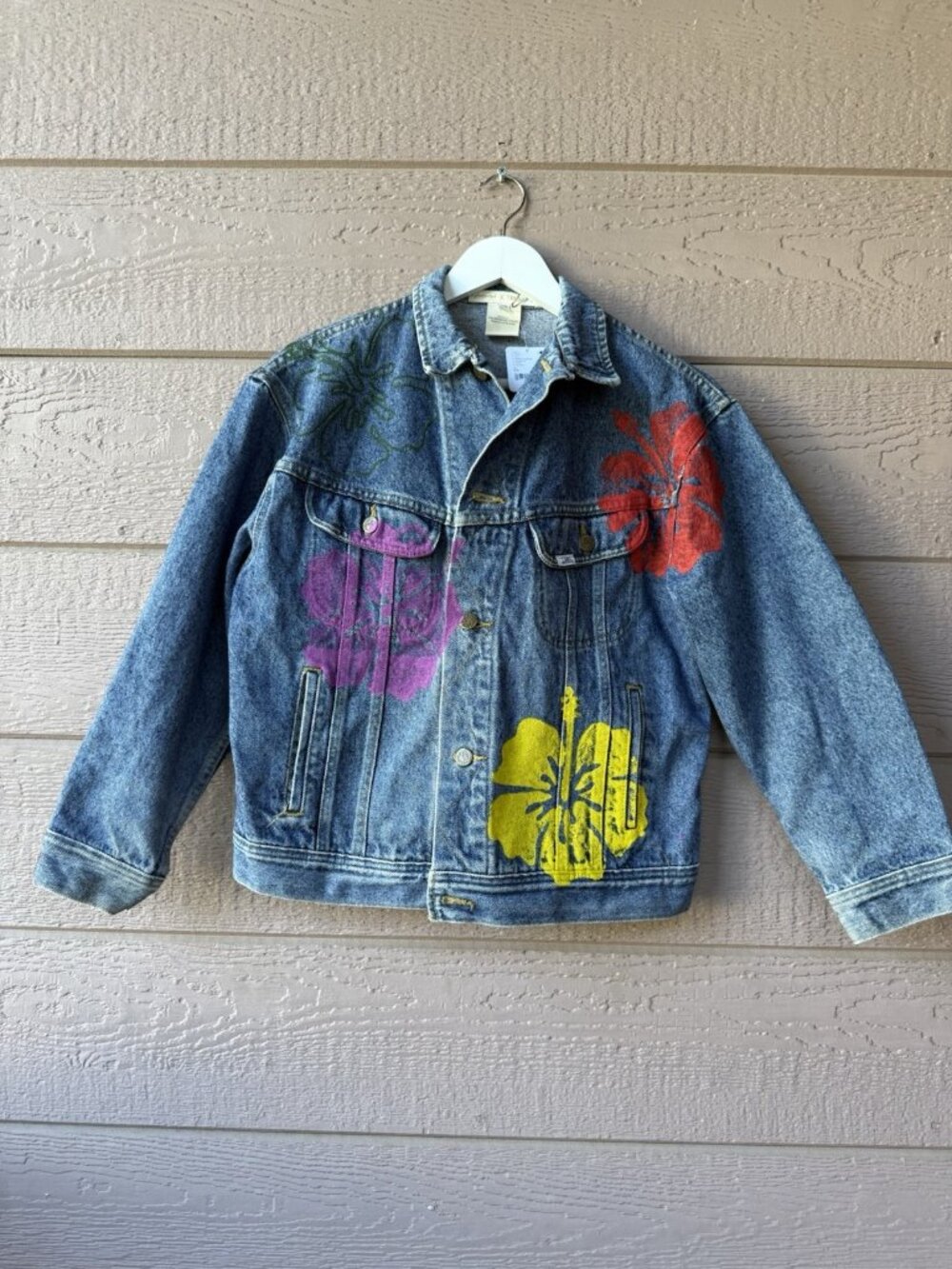 Free People x THNCLAFIX Women’s XS Hibiscus Denim Jacket Floral NWT - Picture 4 of 13